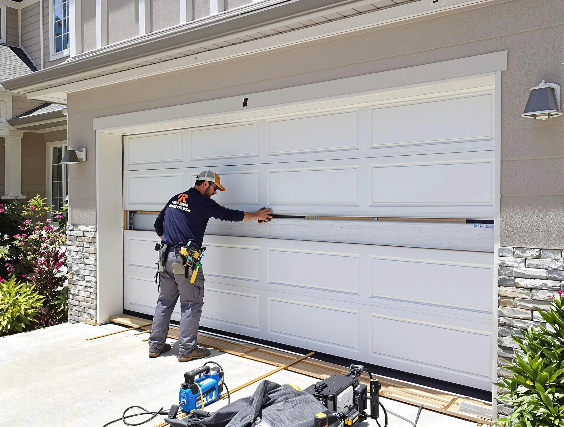 Broomfield Garage Door Repair team performing complete garage door replacement at Broomfield residence