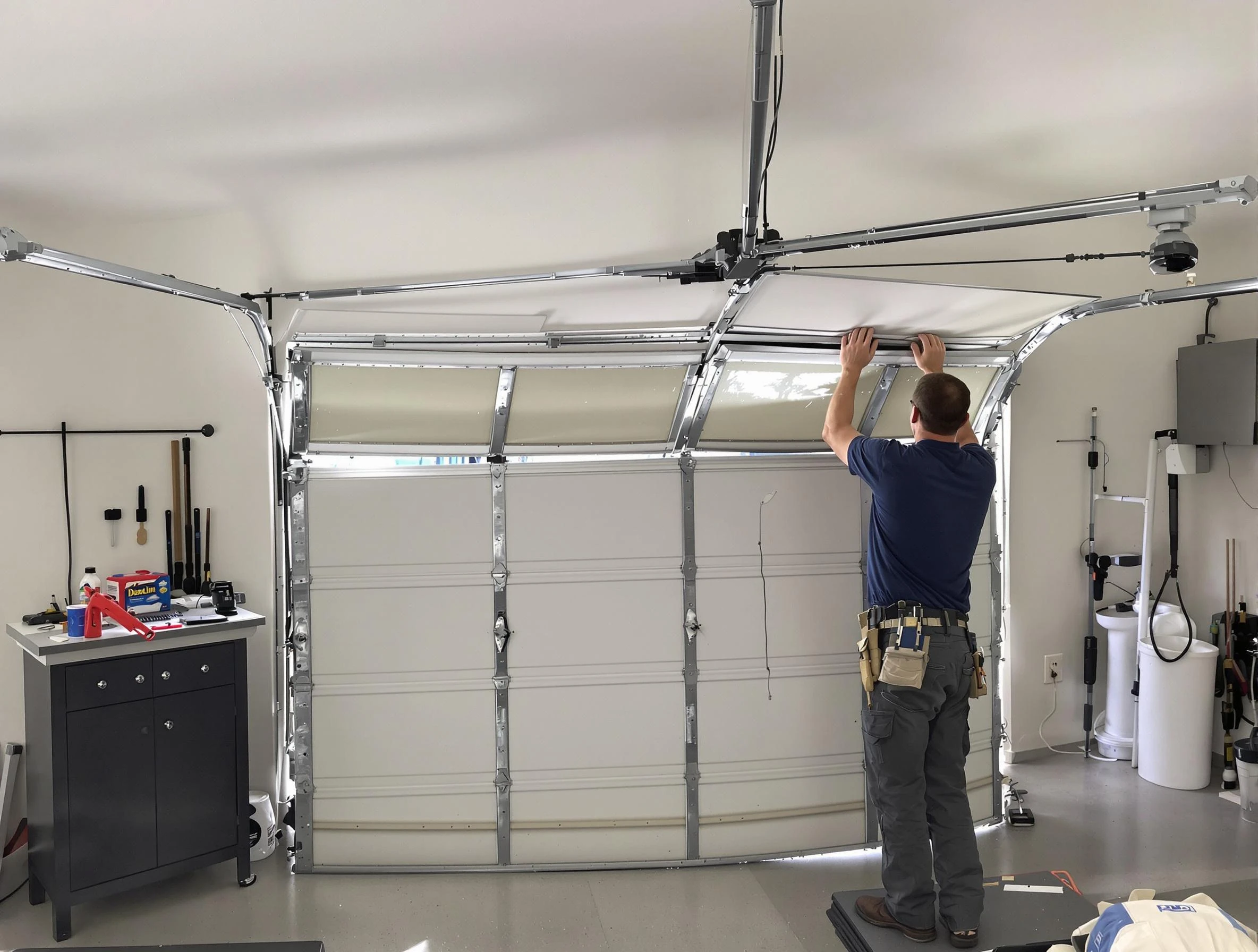 Broomfield Garage Door Repair specialist performing precise section replacement on Broomfield garage door